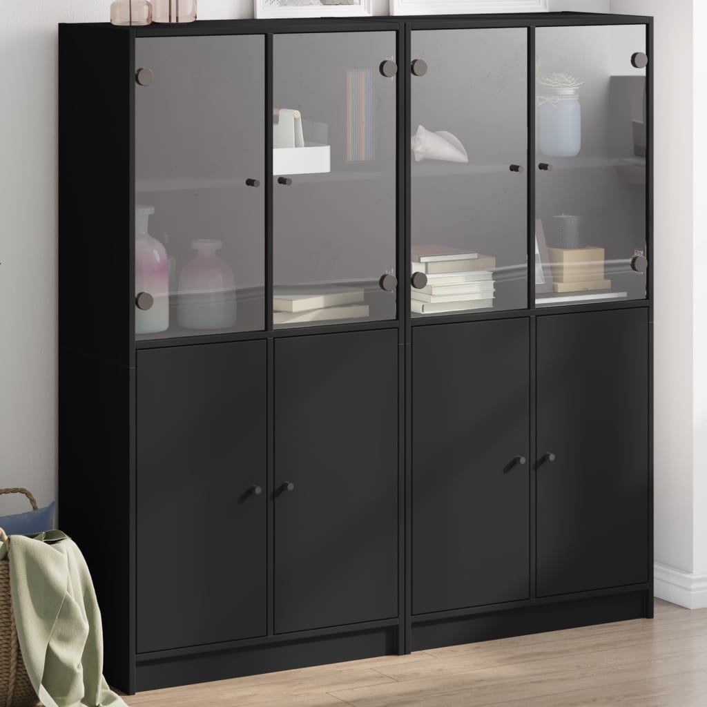 Bookcase With Doors 136X37X142 Cm Engineered Wood