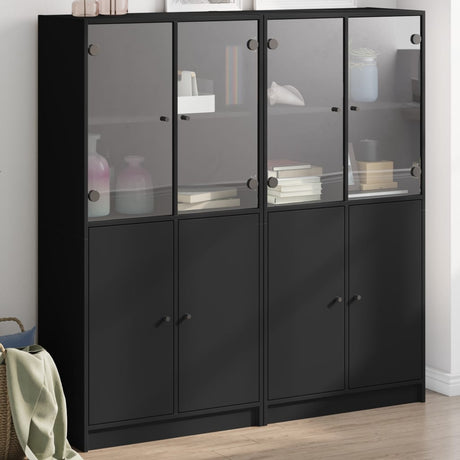 Bookcase With Doors 136X37X142 Cm Engineered Wood