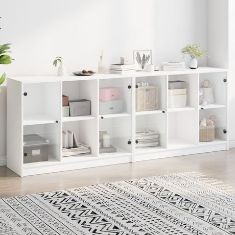 Bookcase With Doors 204X37X75 Cm Engineered Wood