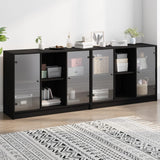 Bookcase With Doors 204X37X75 Cm Engineered Wood