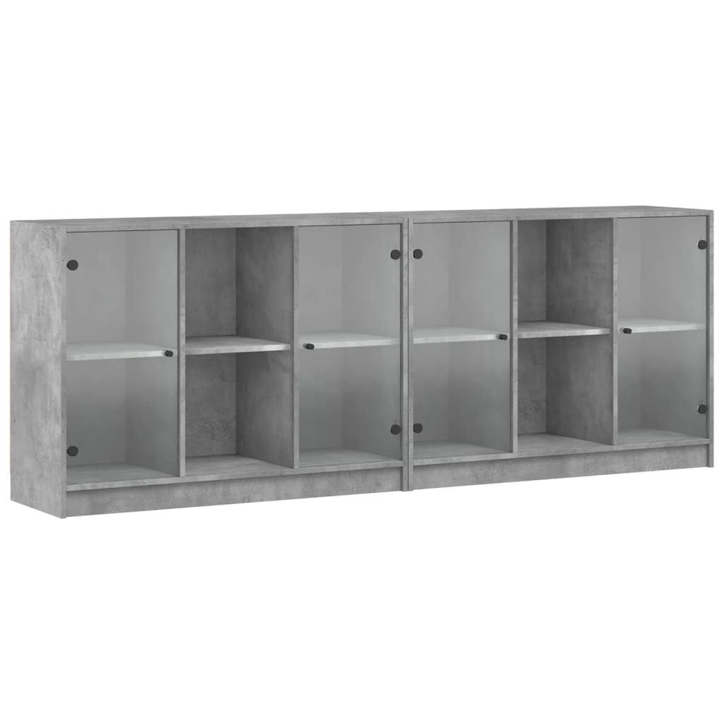 Bookcase With Doors 204X37X75 Cm Engineered Wood