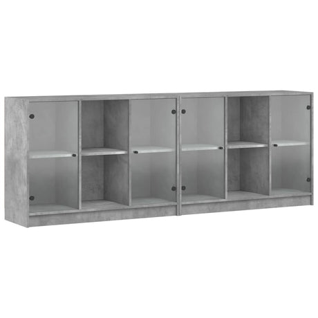 Bookcase With Doors 204X37X75 Cm Engineered Wood