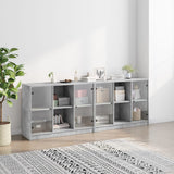 Bookcase With Doors 204X37X75 Cm Engineered Wood