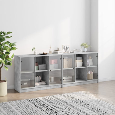 Bookcase With Doors 204X37X75 Cm Engineered Wood