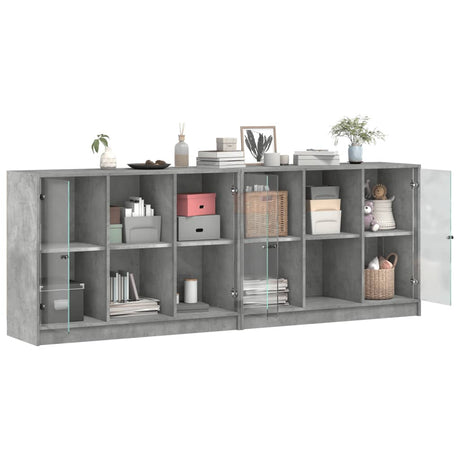 Bookcase With Doors 204X37X75 Cm Engineered Wood