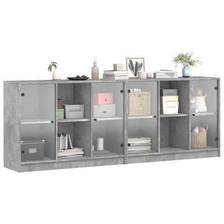Bookcase With Doors 204X37X75 Cm Engineered Wood