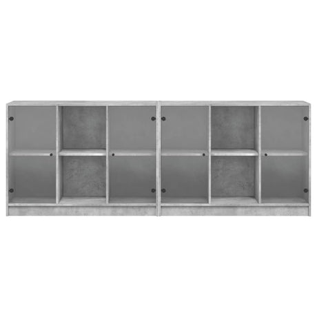 Bookcase With Doors 204X37X75 Cm Engineered Wood