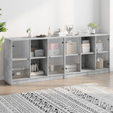 Bookcase With Doors 204X37X75 Cm Engineered Wood