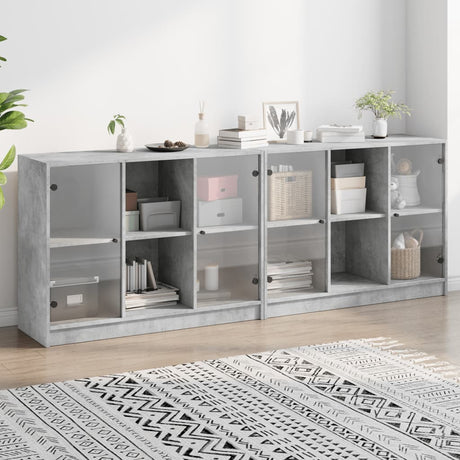 Bookcase With Doors 204X37X75 Cm Engineered Wood