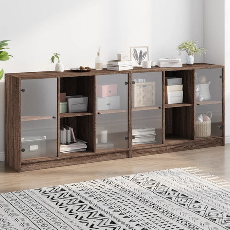 Bookcase With Doors 204X37X75 Cm Engineered Wood