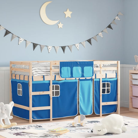 Kids' Loft Bed With Curtains Without Mattress White&Black 80X200Cm