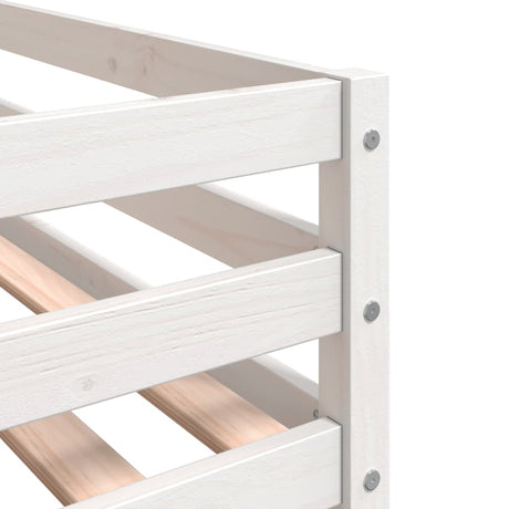 Kids' Loft Bed With Curtains Without Mattress White&Black 80X200Cm