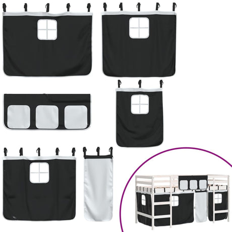 Kids' Loft Bed With Curtains Without Mattress White&Black 80X200Cm