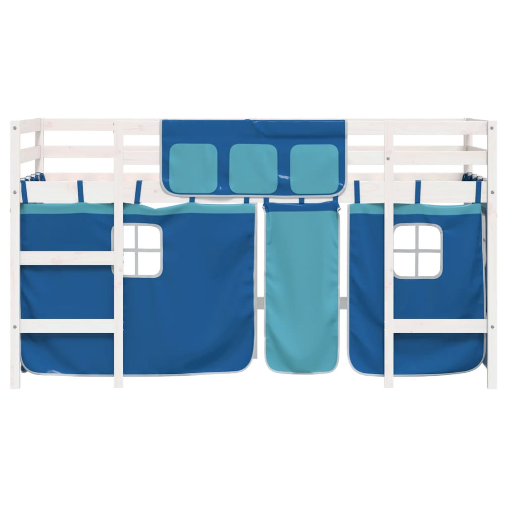 Kids' Loft Bed with Curtains without Mattress Blue 80x200cm