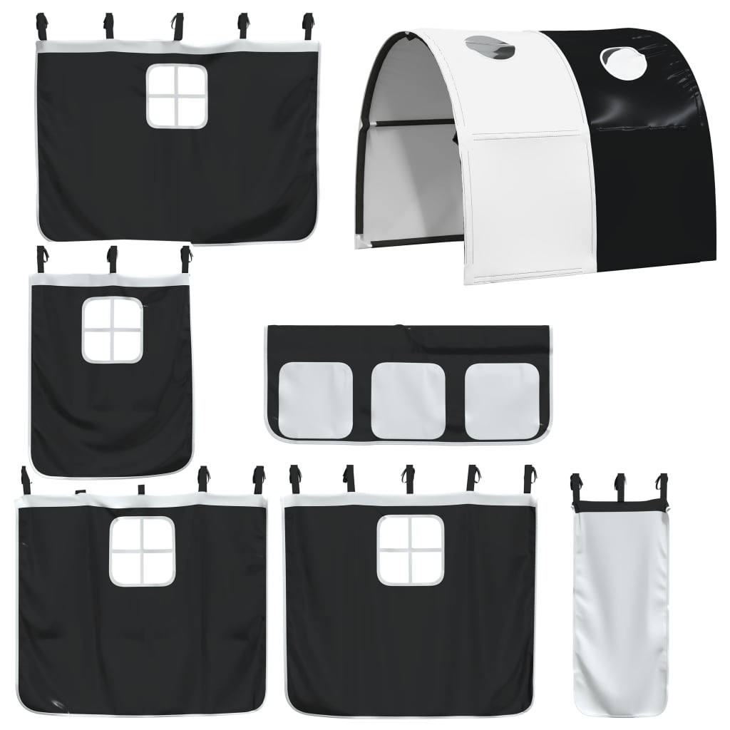 Kids' Loft Bed With Tunnel Without Mattress White&Black 80X200Cm