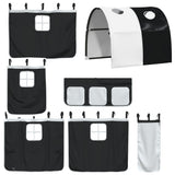 Kids' Loft Bed With Tunnel Without Mattress White&Black 80X200Cm