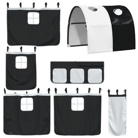 Kids' Loft Bed With Tunnel Without Mattress White&Black 80X200Cm