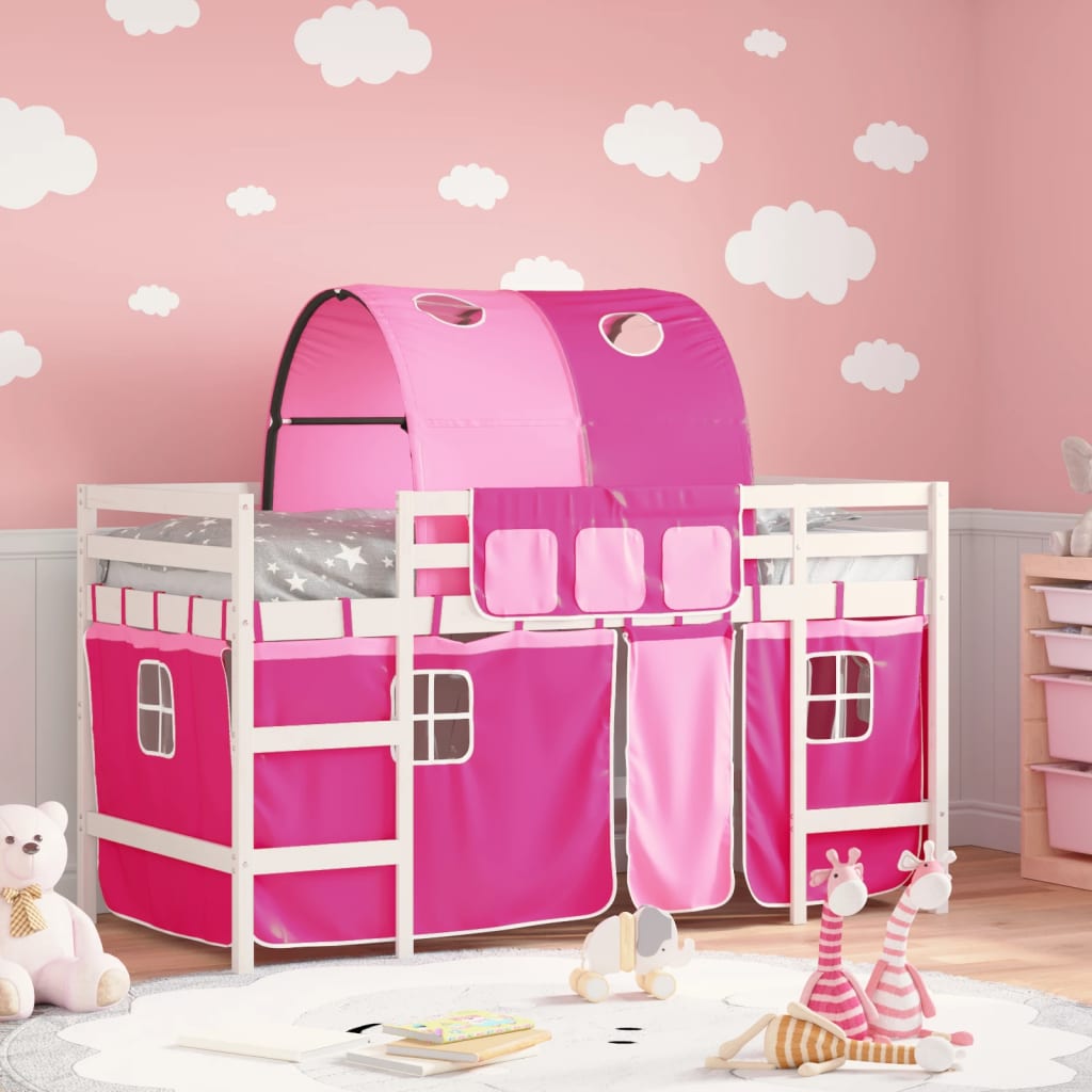 Kids' Loft Bed With Tunnel Without Mattress White&Black 80X200Cm