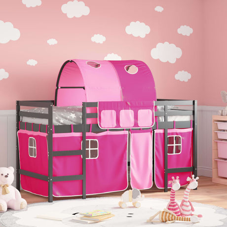 Kids' Loft Bed With Tunnel Without Mattress White&Black 80X200Cm