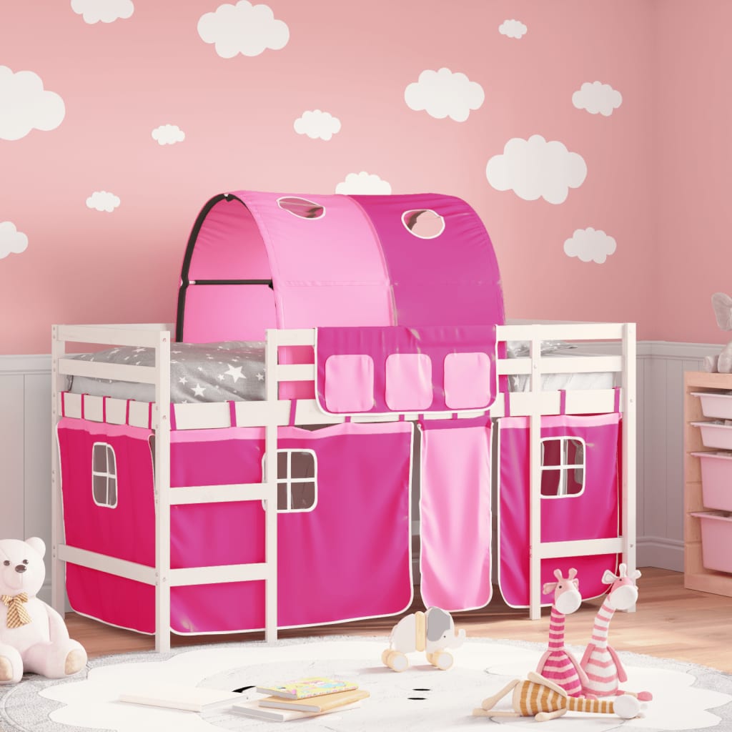 Kids' Loft Bed With Tunnel Without Mattress White&Black 80X200Cm