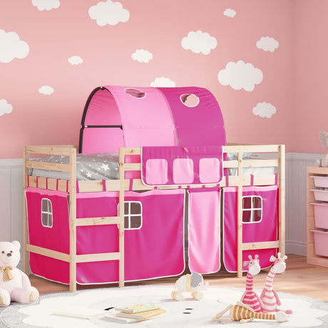Kids' Loft Bed With Tunnel Without Mattress White&Black 80X200Cm