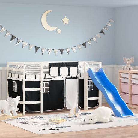 Kids' Loft Bed With Curtains Without Mattress Pink