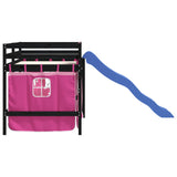 Kids' Loft Bed With Curtains Without Mattress Pink