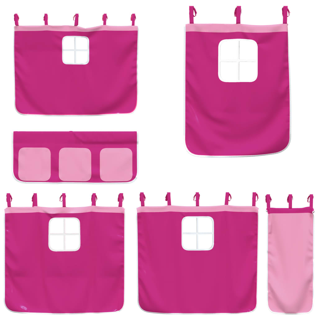 Kids' Loft Bed With Curtains Without Mattress Pink