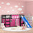Kids' Loft Bed With Curtains Without Mattress Pink