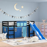 Kids' Loft Bed With Curtains Without Mattress Pink