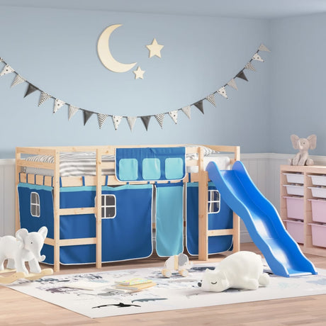 Kids' Loft Bed With Curtains Without Mattress Pink
