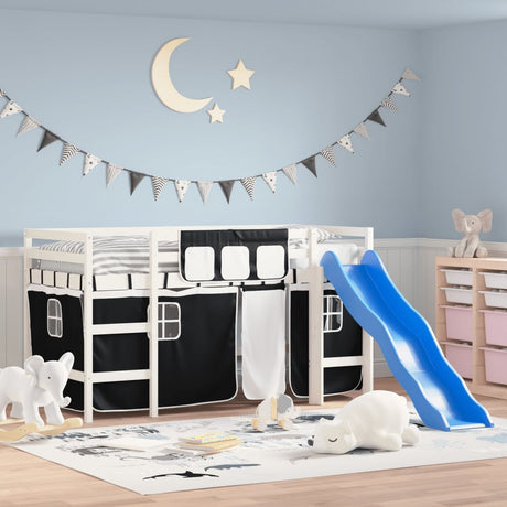 Kids' Loft Bed With Curtains Without Mattress Pink