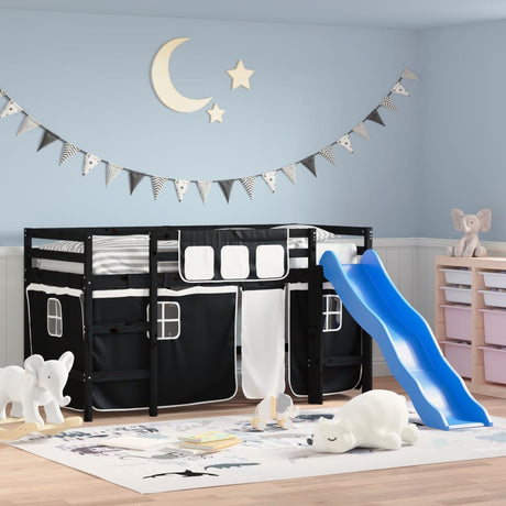 Kids' Loft Bed With Curtains Without Mattress Pink