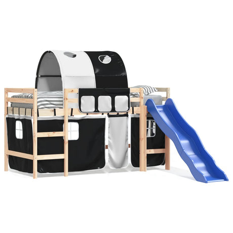 Kids' Loft Bed With Tunnel Without Mattress White&Black 80X200Cm