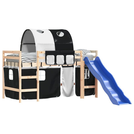Kids' Loft Bed With Tunnel Without Mattress White&Black 80X200Cm