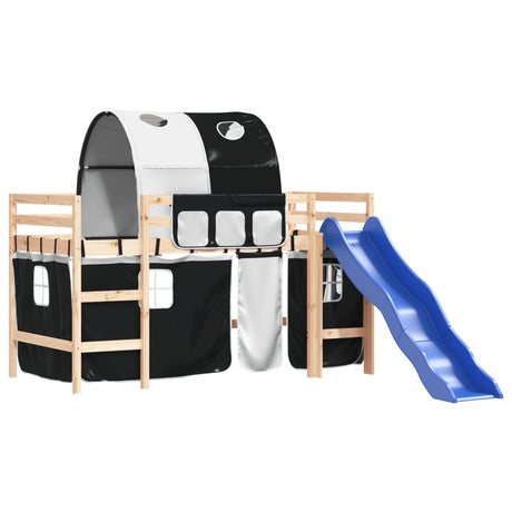 Kids' Loft Bed With Tunnel Without Mattress White&Black 80X200Cm
