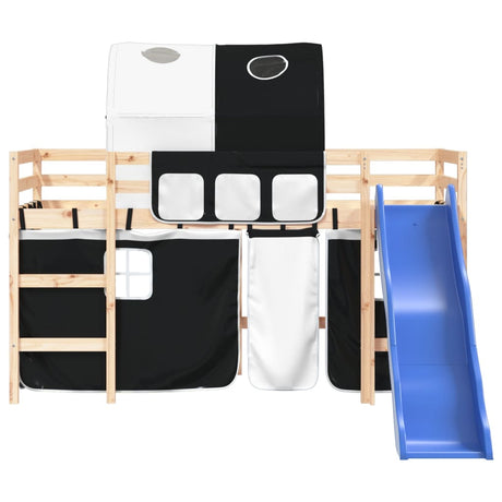 Kids' Loft Bed With Tunnel Without Mattress White&Black 80X200Cm