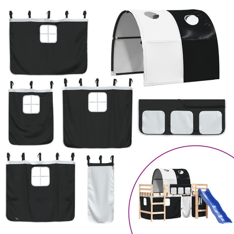 Kids' Loft Bed With Tunnel Without Mattress White&Black 80X200Cm