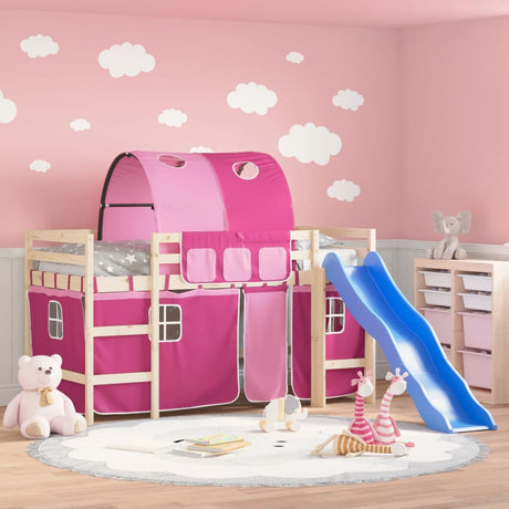 Kids' Loft Bed With Tunnel Without Mattress White&Black 80X200Cm