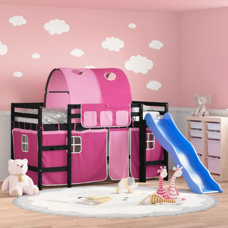Kids' Loft Bed With Tunnel Without Mattress White&Black 80X200Cm