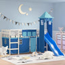 Kids' Loft Bed With Tower Without Mattress White&Black 90X190Cm
