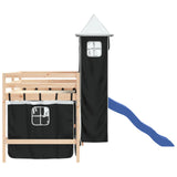 Kids' Loft Bed With Tower Without Mattress White&Black 90X190Cm
