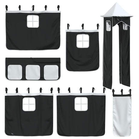 Kids' Loft Bed With Tower Without Mattress White&Black 90X190Cm
