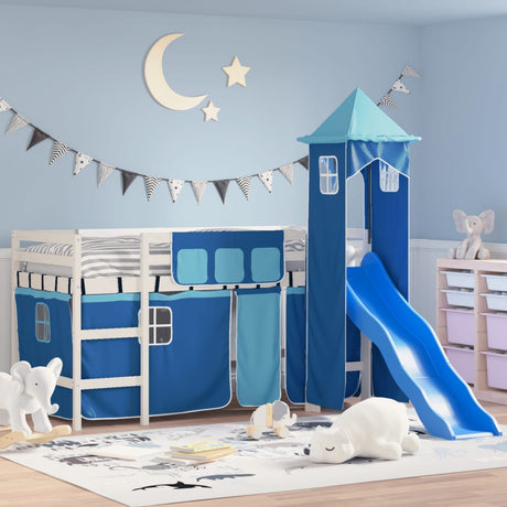 Kids' Loft Bed With Tower Without Mattress White&Black 90X190Cm