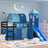 Kids' Loft Bed With Tower Without Mattress Blue