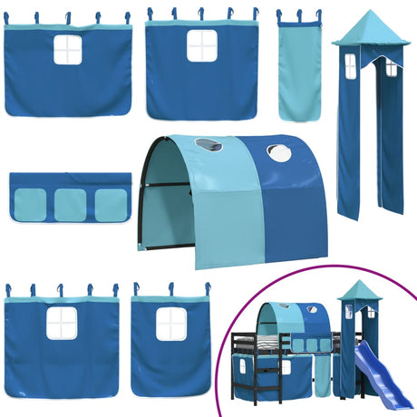 Kids' Loft Bed With Tower Without Mattress Blue