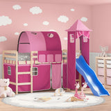 Kids' Loft Bed With Tower Without Mattress Blue