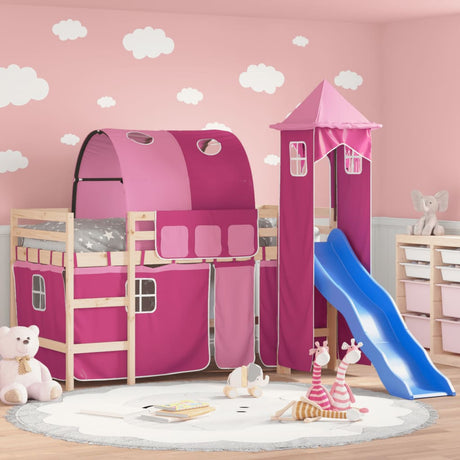 Kids' Loft Bed With Tower Without Mattress Blue