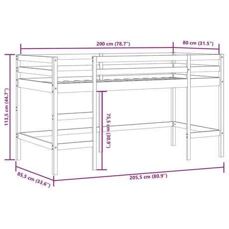 Kids' Loft Bed Without Mattress With Ladder