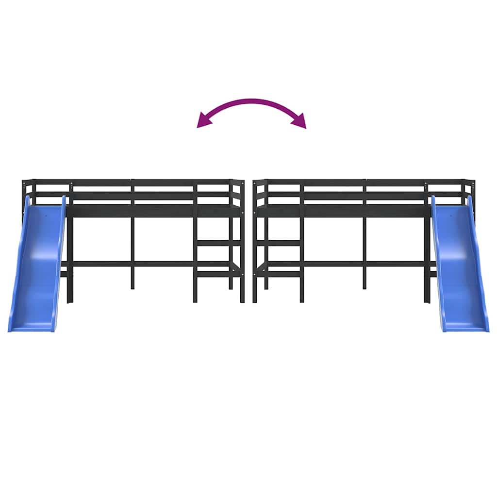 Kids' Loft Bed Without Mattress With Slide